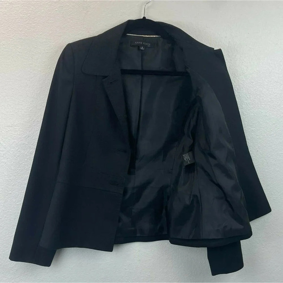 Anne Klein Suit Women's Sz 6 Blazer Three-Button Bal Collared Flare Lined Black - Picture 4 of 11